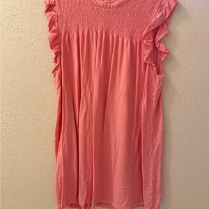 Crown & Ivy Coral Ruffle Sleeve Blouse